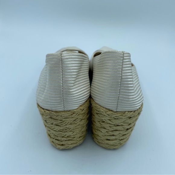 Ralph Lauren Cecilia Wedge Heels Peep Toe Slide On Shoes Sz 7.5 B Champaign - Picture 5 of 9